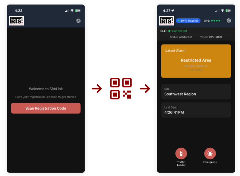 Mobile Tracking Application QR scan onboarding