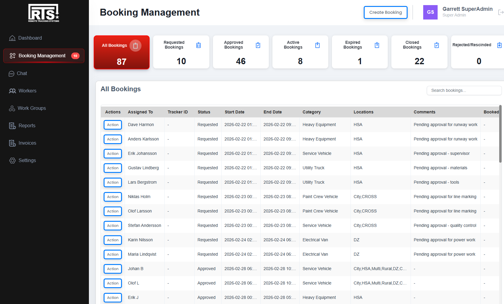 Task Management Portal Booking Interface